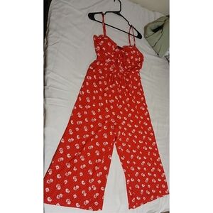 Floral Red Jumpsuit